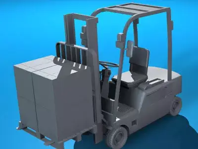 Forklift 2 with boxes 3D model