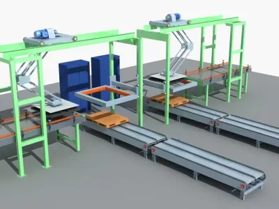 Industrial Equipment 35 - Pallet Stacker Assembly Line 3D model