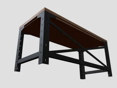 Industrial-Style Desk Low-poly 3D model