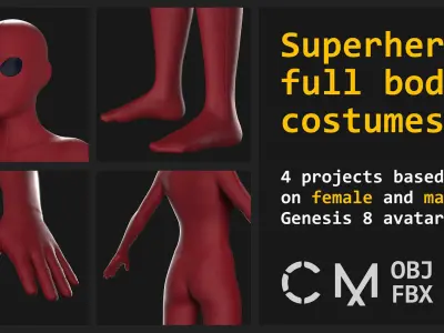 SUPERHERO SUITS genesis 8 male female highpoly 3D model