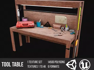 Tool Table Low-poly 3D model