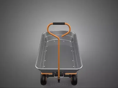 GARDEN POLY DECK UTILITY TROLLEY CART TRAILER WAGON FOUR 4 WHEEL 3D model