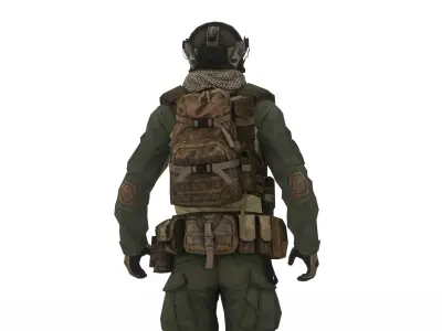 Tactical Spec Ops Soldier Fully Rigged Realistic 3D Model Low-poly 3D model