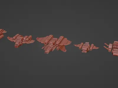 Low Poly Game ready Spaceship Pack Free low-poly 3D model