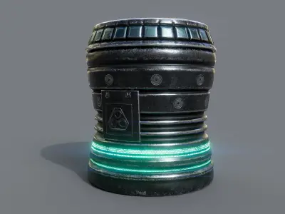 Energy cell or Futuristic grenade - 7 Color Variants Low-poly 3D model