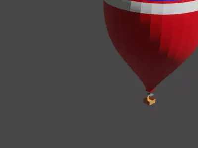 Hot Air Balloon 3D-LowPoly-Model Low-poly 3D model