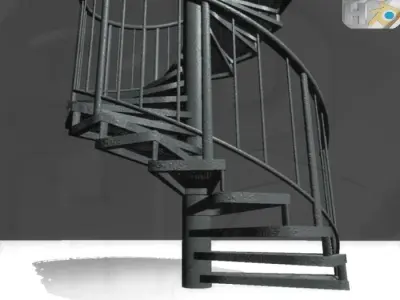 Aluminum spiral staircases  Free low-poly 3D model