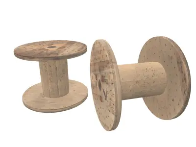 Wooden Cable Reel 3D Model AR VR PBR Low-poly 3D model