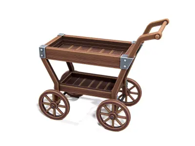 Wooden Cart 01 PBR Low-poly 3D model