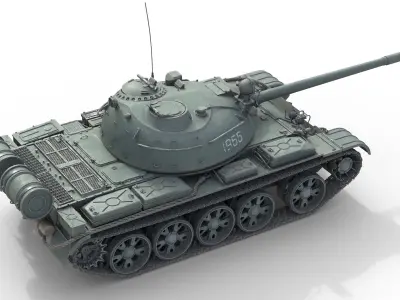 T 55 Main Battle Tank Low-poly 3D model