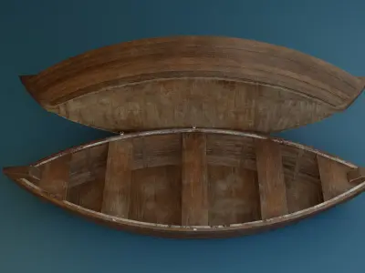 Wooden Boat - PBR Low-poly 3D model