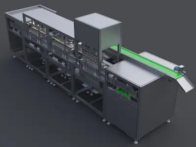 Automatic testing production line for mobile phone charger plugs 3D model
