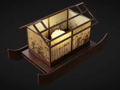 Lantern Boat Low-poly 3D model
