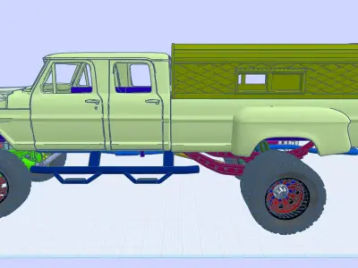 12 inch lift 70 Crew Cab add ons volume 4 with trailer 3D print model