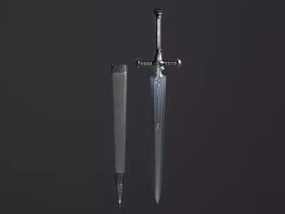 Bastard Sword PBR medieval stylized  Low-poly 3D model
