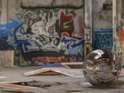 Abandoned Graffiti Skate Warehouse Factory HDRI 360 Panorama   3D model