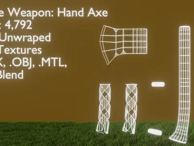 Simple Fantasy Hand Axe Low-poly 3D model