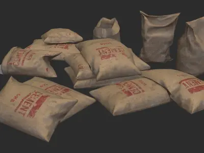 Cement Bags Assets Low-poly 3D model