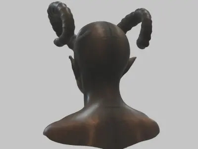 HR Giger Woman Scifi Head Bust Horned ALien Low-poly 3D model
