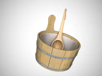 Sauna Bucket Low-poly 3D model