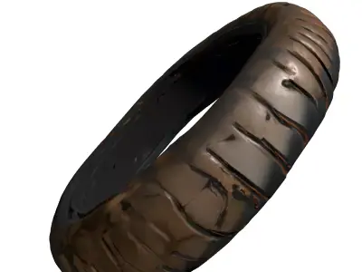 Dirty Motorcycle Tire Low-poly 3D model