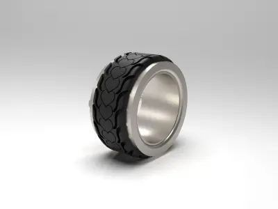 Tyre and Rim fashion ring        Assemble And Twist Lock  3D print model purchase