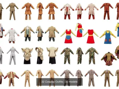 32 Cosplay Outfits 3D Model Pack