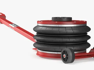 Compact Air Spring Vehicle Jack Red Rigged for Cinema 4D 3D model