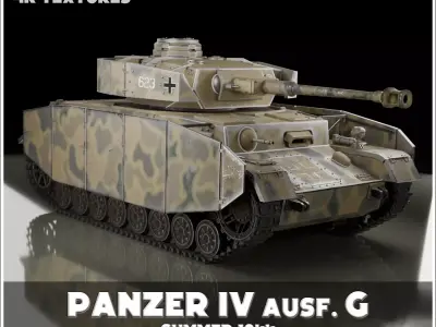 Panzer IV Ausf G summer 1944 camouflage - 4K Textured  3D model
