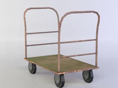 Trolley metal hand cart with wheels Low-poly 3D model