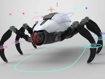 Sci-Fi Spider Rigged Low-poly 3D model