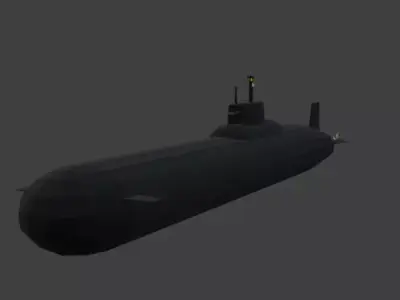 Low-poly stealth submarine Low-poly 3D model