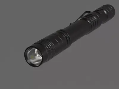 Compact tactical LED flashlight high detail PBR model Low-poly 3D model