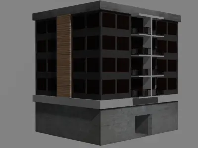 Apartment Building House BLEND FBX OBJ Low-poly 3D model