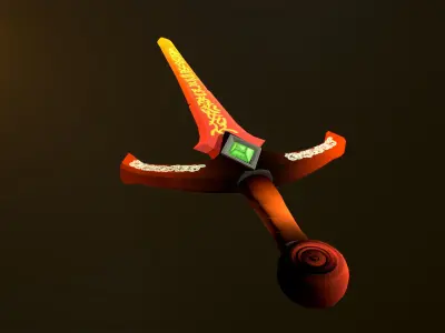hand-painted hell sword Low-poly 3D model