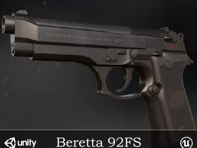 Beretta 92FS  Low-poly 3D model