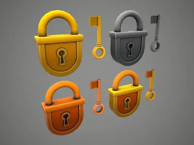 PADLOCK 4 CARTOON STYLIZED Low-poly 3D model