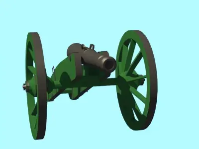 Artillery 8 pound Gun 18th century Low-poly 3D model