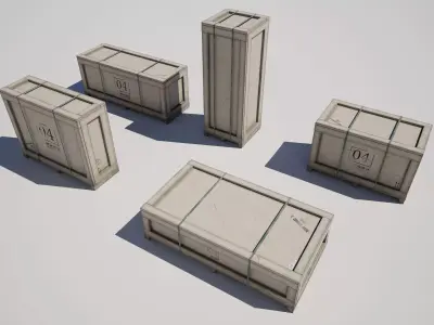 Wooden Military Crate Variations Pack Low-poly 3D model
