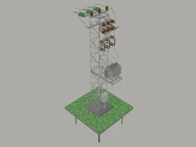 Tower transformer station Free 3D model