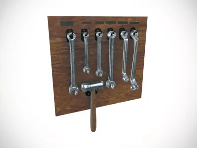 Industrial Tools Hanging Rack Low-poly 3D model