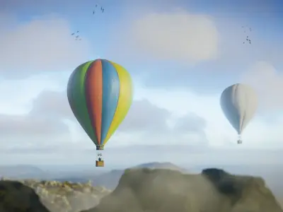 Air Balloons CGI Movie Scene Low-poly 3D model