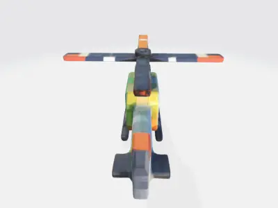  Low-Poly Simple Helicopter with vibrant solid colors Low-poly 3D model