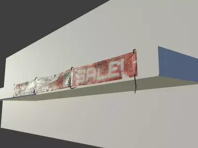 sci-fi worn banner with wind simulation texture layers included  Low-poly 3D model