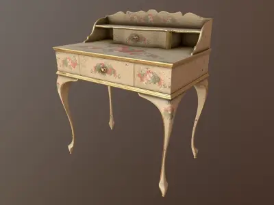 Writing-table victorian writing desk with drawers Free low-poly 3D model