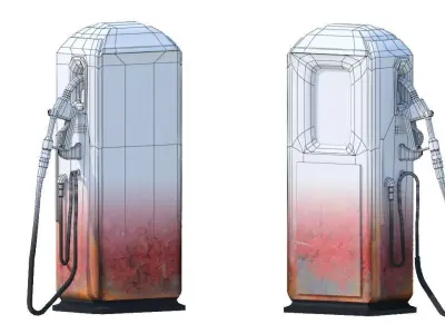 Old Gas Pump Low-poly 3D model 2