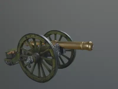 field gun Low-poly 3D model