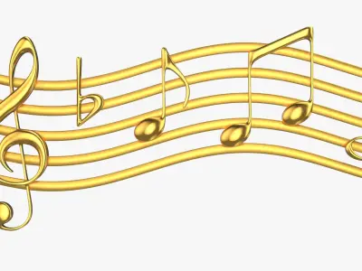 Golden Musical Notes PBR 3D model