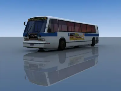 US Style Bus Low-poly 3D model