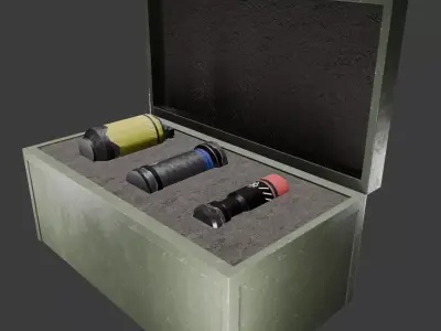 Pack of three Futuristic grenades Low-poly 3D model